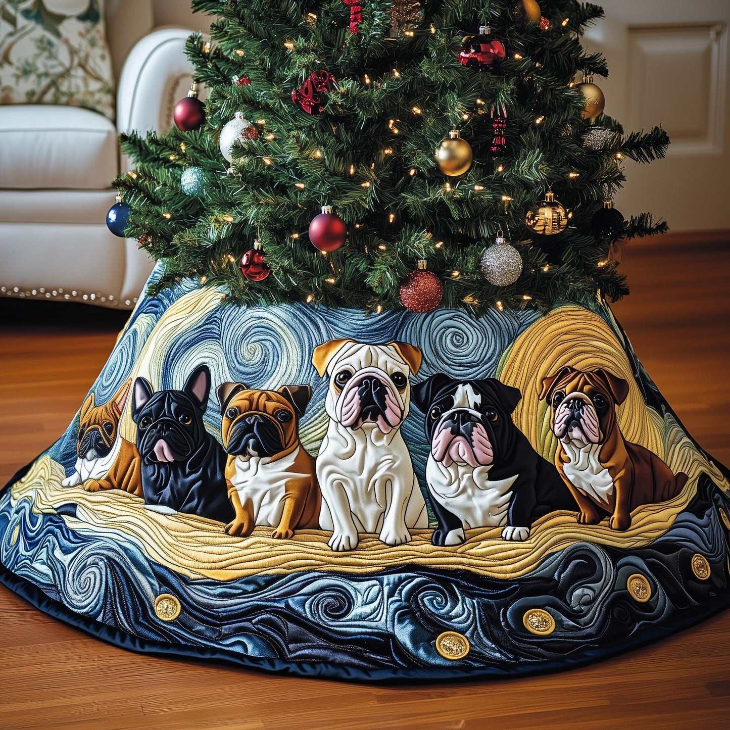 Bulldog Buddy Quilted Tree Skirt GFTOMA5183