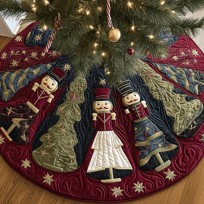 Burgundy Nutcrackers Quilted Tree Skirt GFTOTL679