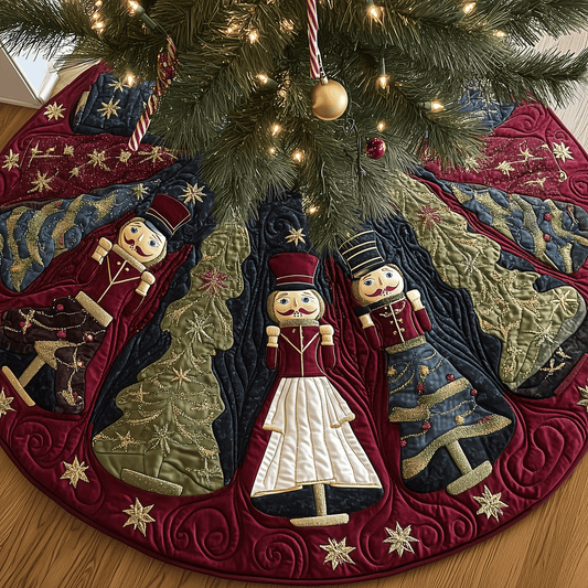 Burgundy Nutcrackers Quilted Tree Skirt GFTOTL679