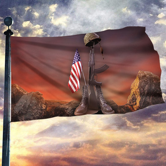 US Veteran Flag Fallen Soldier American Flag Outdoor Decor Memorial Present Ideas