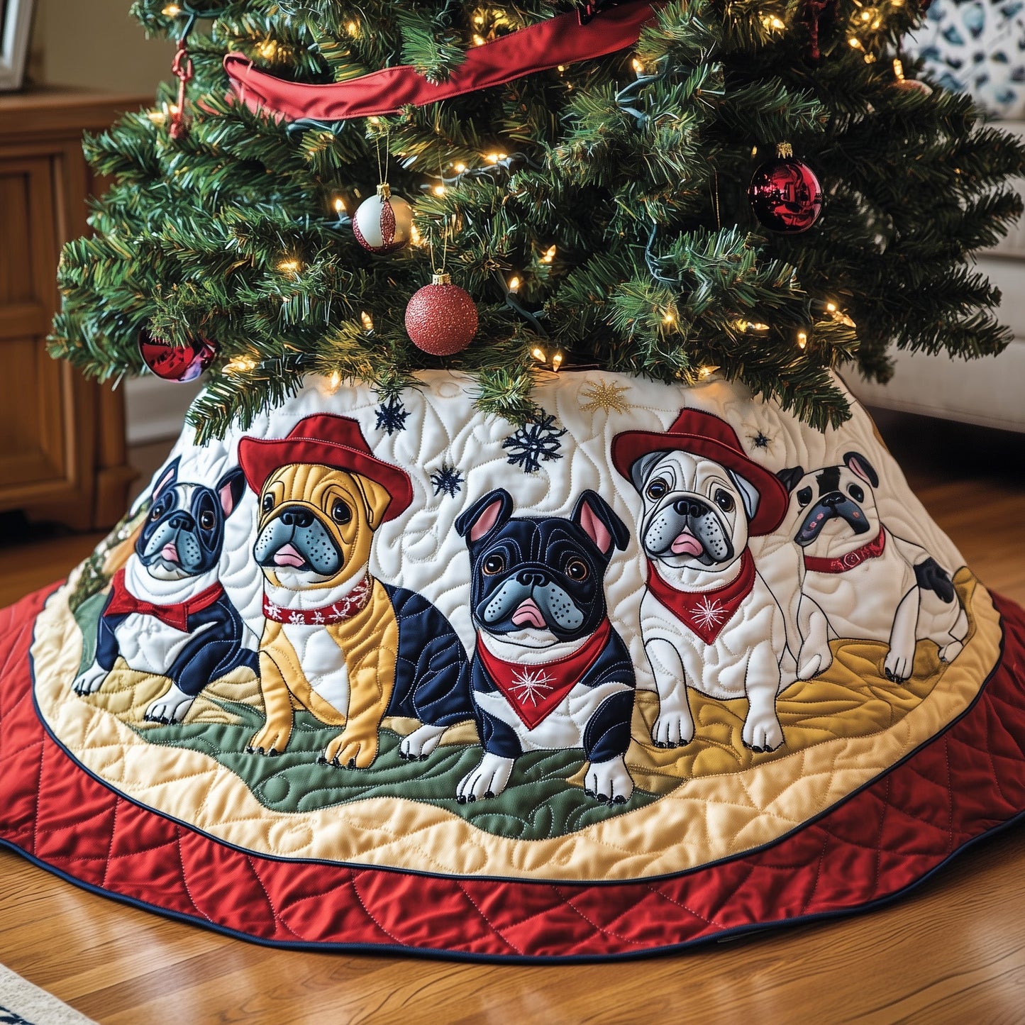 Bulldog Buddy Quilted Tree Skirt GFTOMA5177