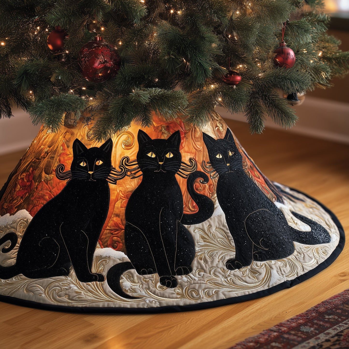 Black Cat Quilted Tree Skirt GFTONL6831