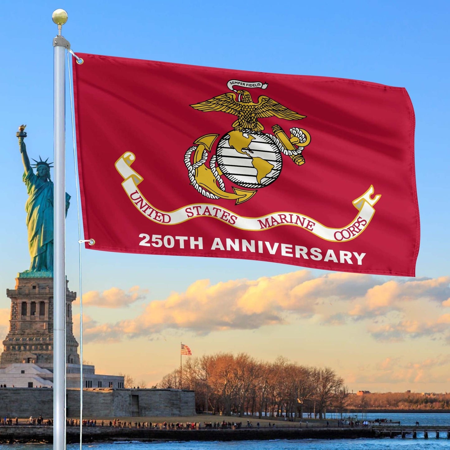 250th Anniversary Marine Corps Flag USMC Patriotic Gifts For Marine Veteran Dad - Printvoro
