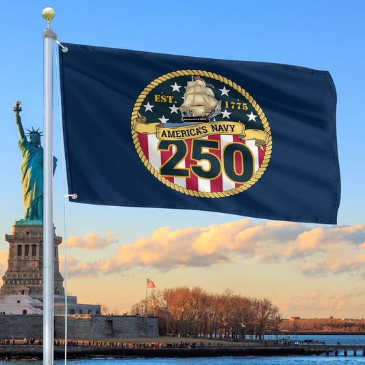 250th Anniversary US Navy Flag Best Gifts On Father's Day For Navy Veteran - Printvoro