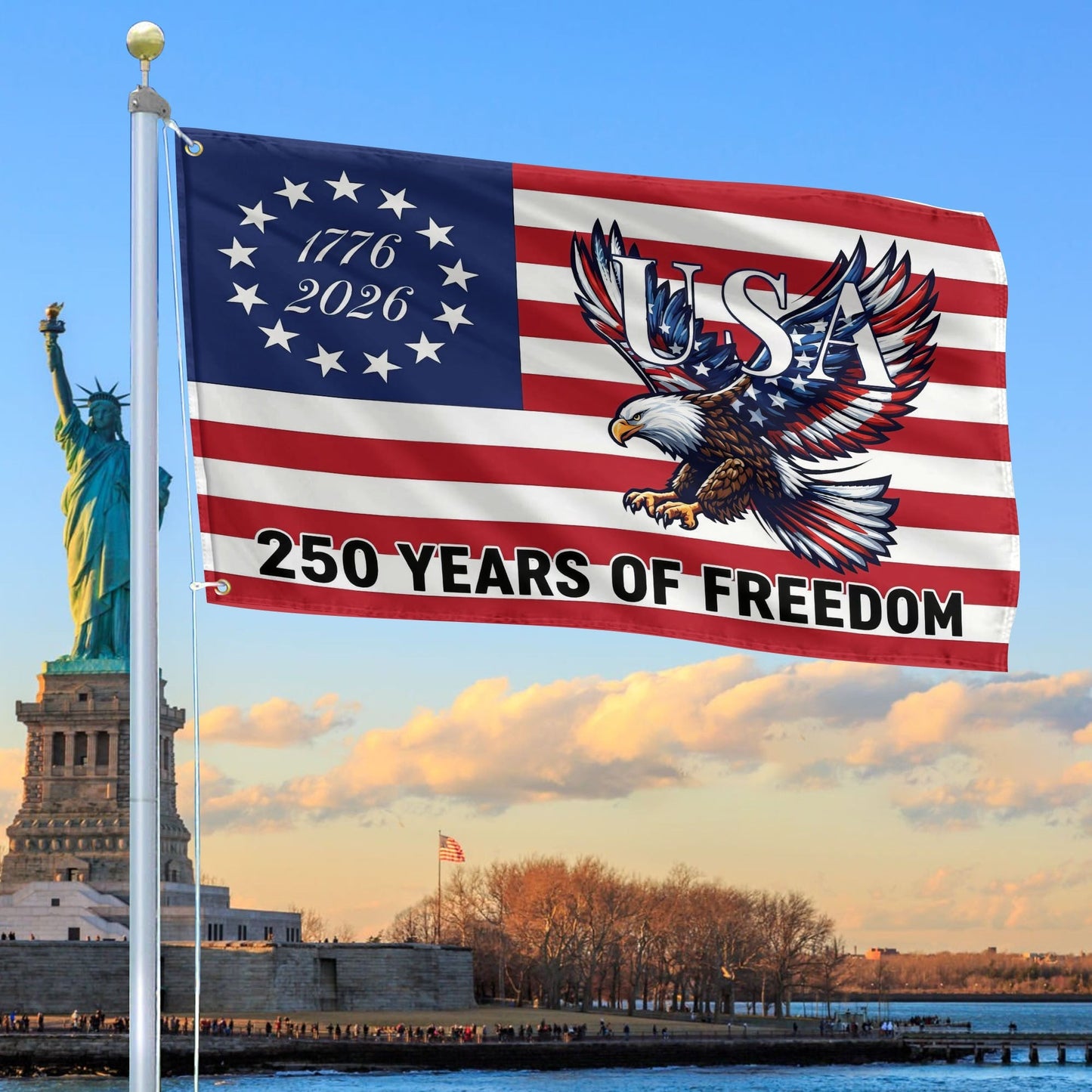 Bald Eagle America 250th Anniversary Flag Best Gifts On Independence Day Patriotic Decor - Printvoro
