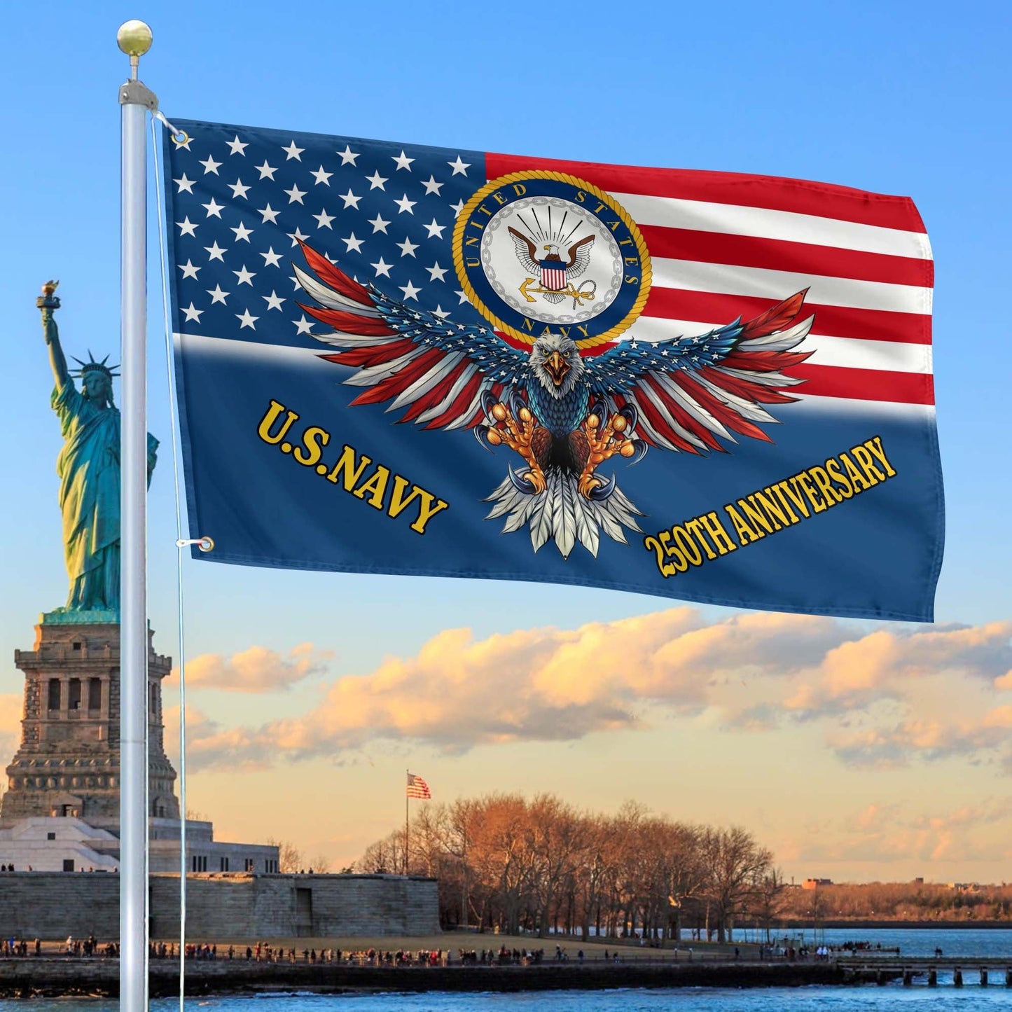 250th Anniversary US Navy Flag Best Father_s Day Gift for Navy Veteran