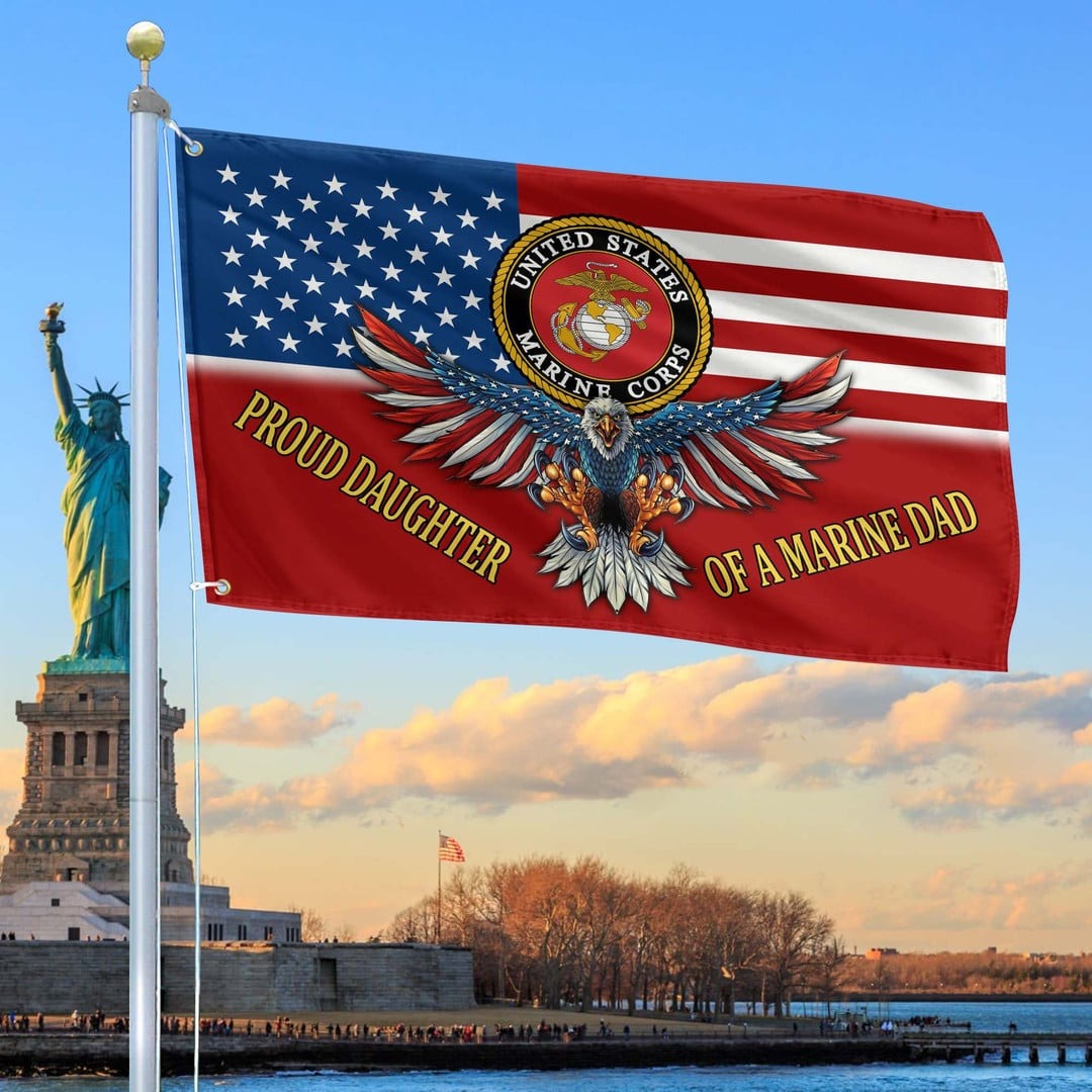 Proud Daughter Of A Marine Dad Flag Pride Gift for Marine Veteran on Father_s Day