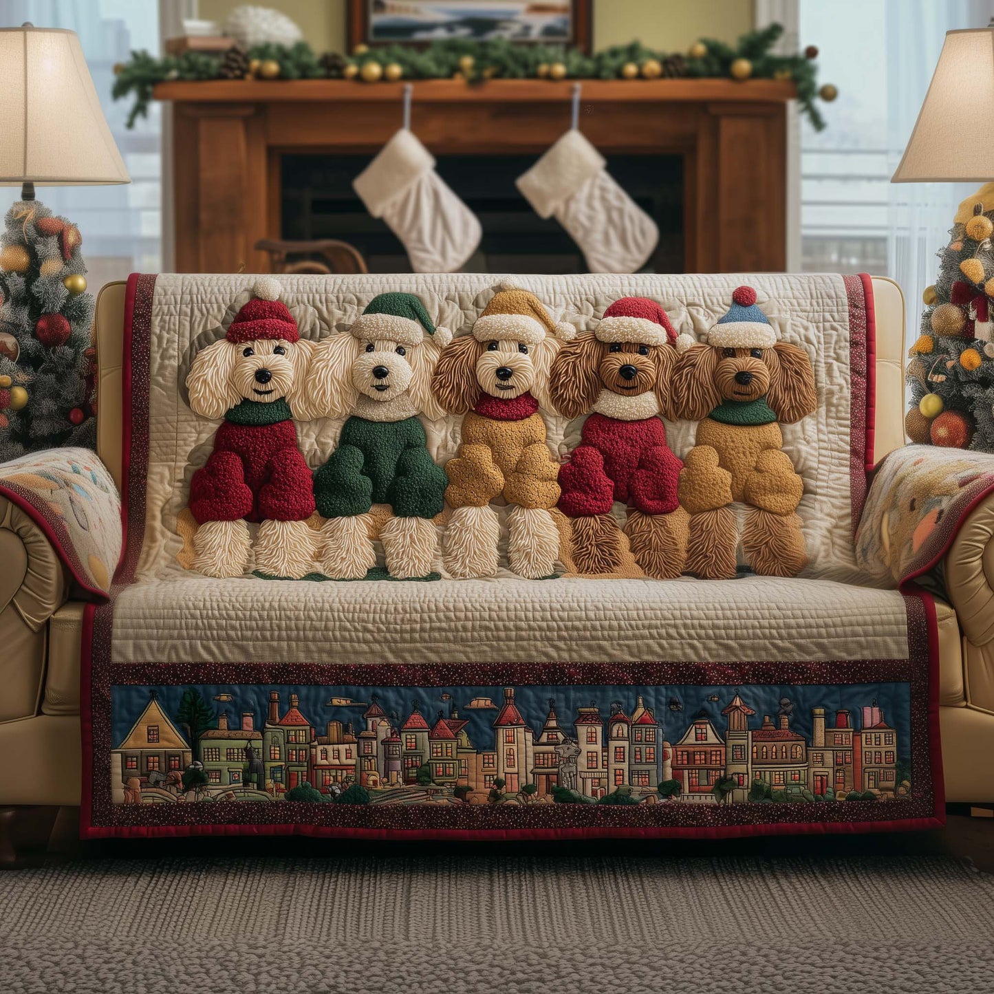 Poodle Charm Quilted Sofa Cover Charming Dog Sofa Protector Poodle Related Gifts
