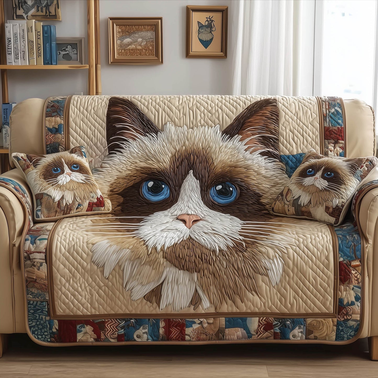 Swirly Cat Quilted Sofa Cover Unique Swirling Cat Design Quilted Kitten Christmas Presents