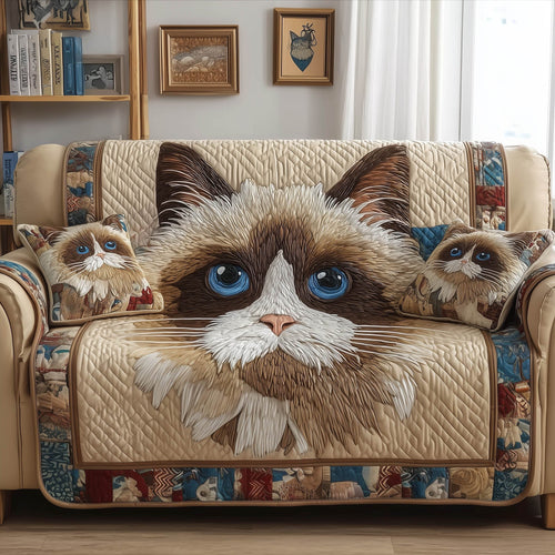 Swirly Cat Quilted Sofa Cover Unique Swirling Cat Design Quilted Kitten Christmas Presents