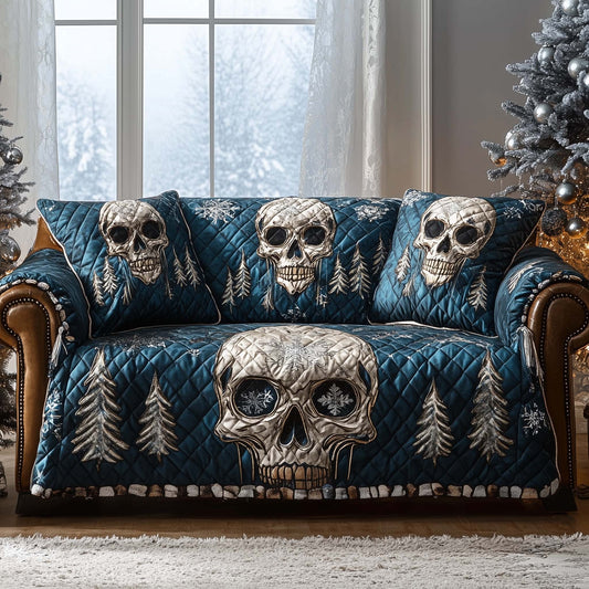 Gothic Winter Skull Quilted Sofa Cover Eerie Gothic Winter Skull Throw Bold Style Gift Ideas