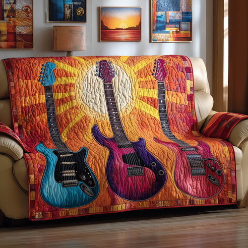 Retro Guitar Quilted Sofa Cover Guitar Stylish Sofa Accessory Best Gifts For Guitar Lovers