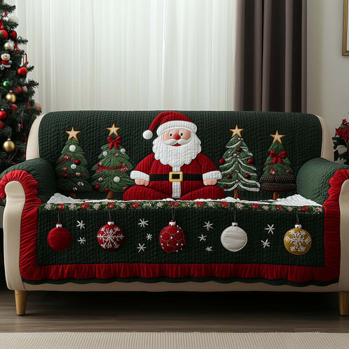 Santa Bliss Quilted Sofa Cover Cheerful Ho Ho Ho Sofa Protector Secret Santa Gift Ideas
