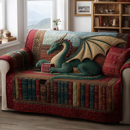 Dragon Book Quilted Sofa Cover Mysterious Book Appealing Great Dragon Lover Gifts