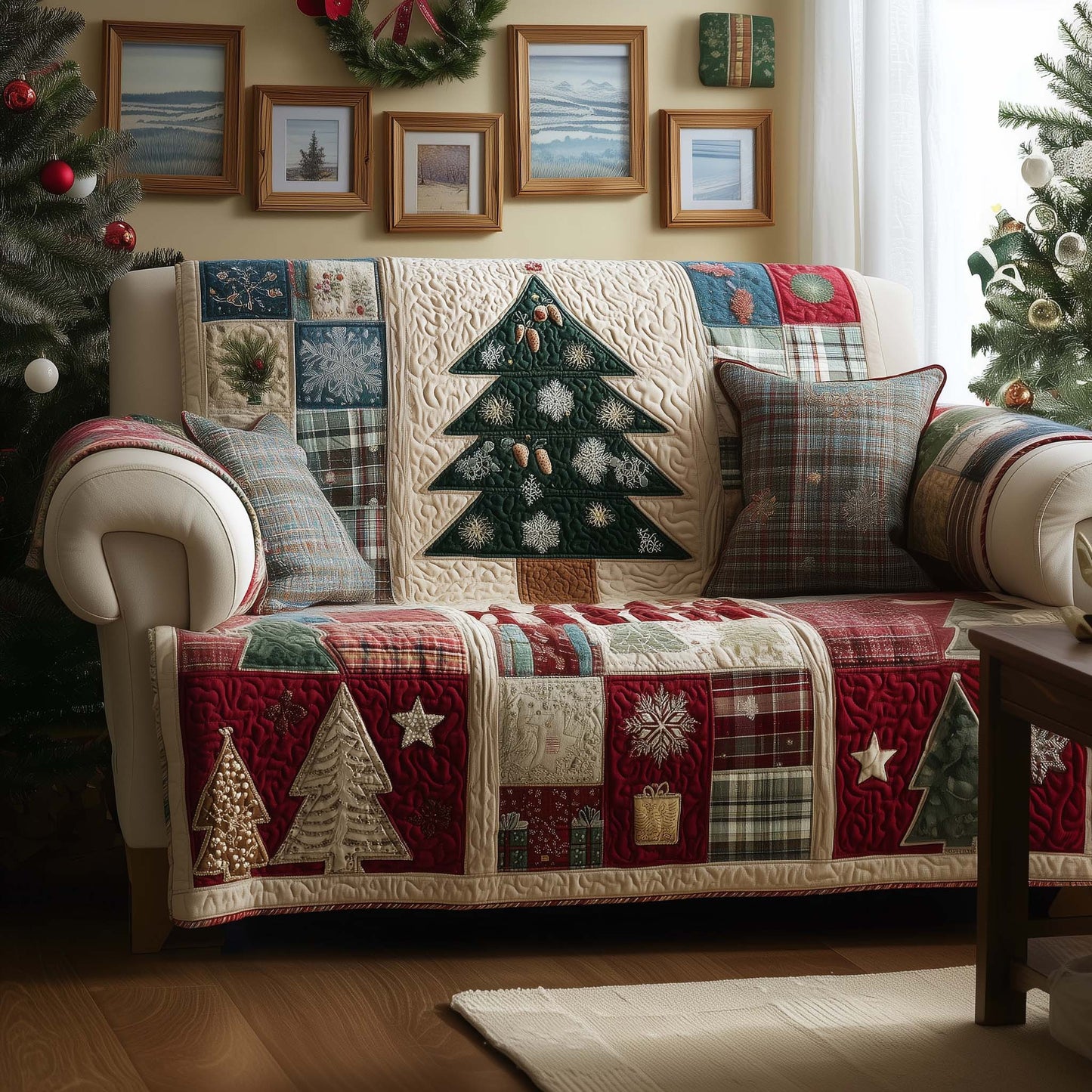 Yuletide Patchwork Quilted Sofa Cover Sofa Guard High Quality Christmas Gift Idea