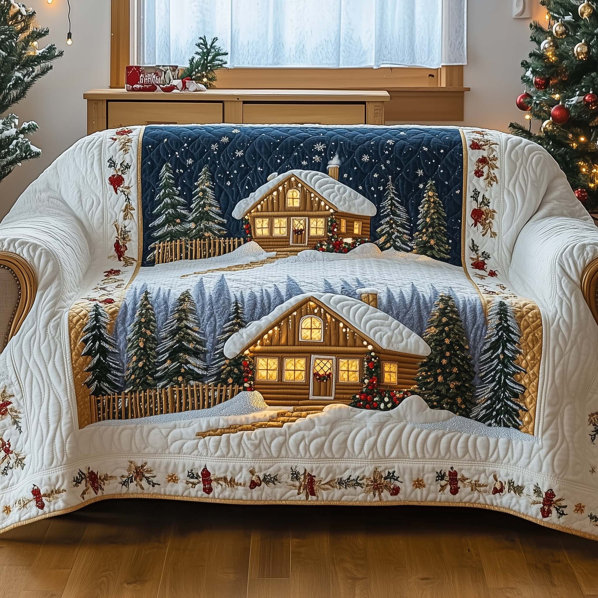 Snow Village Quilted Sofa Cover Snow Village Cozy Winter Feel Best Christmas Throws For Sofa