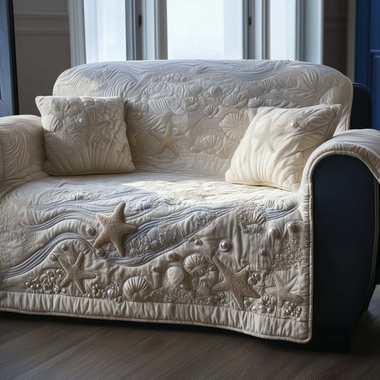 Ocean Whisper Quilted Sofa Cover Refreshing Seafoam Color Sofa Throw Presents For Ocean Lovers