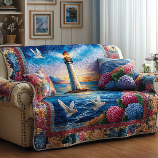 Peace Light Quilted Sofa Cover Tranquil Guiding Light Design Unique Lighthouse Gifts