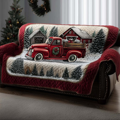 Christmas Truck Quilted Sofa Cover Christmas Sofa Protector High Quality Gift For Truck Lovers