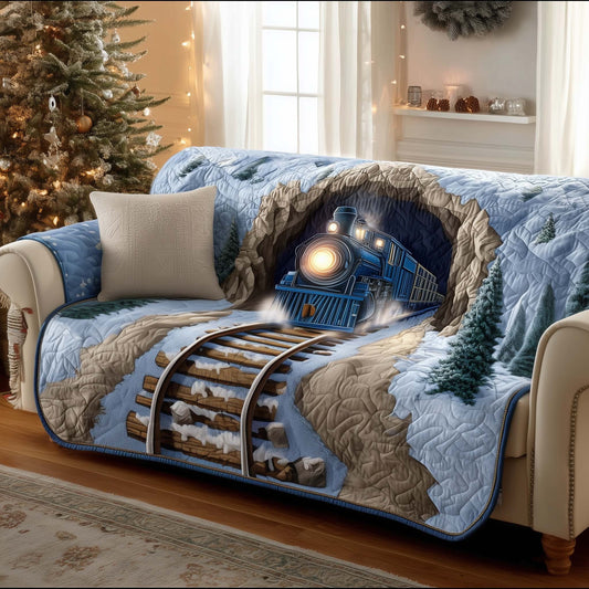 Yuletide Express Quilted Sofa Cover Sofa Throw Charming Train Gifts Christmas For Adults