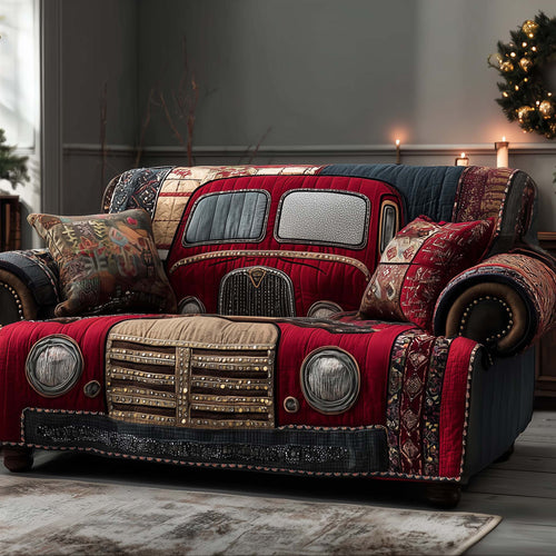 Retro Ride Quilted Sofa Cover Old School Hot Rod Sofa Guard Gift For Race Car Enthusiast