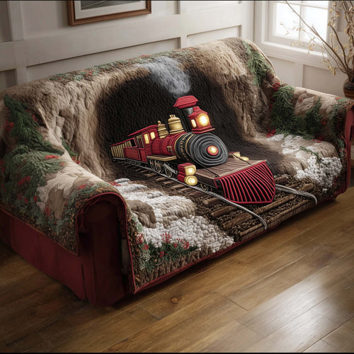 Yuletide Express Quilted Sofa Cover Train Sofa Throw Elegant Train Gifts Christmas For Adults