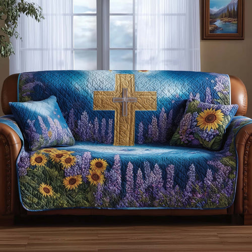 Christian Quilted Sofa Cover Faith-Based Religious Symbol The Gift Of Faith