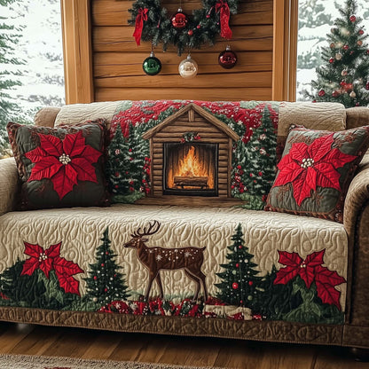 Christmas Fireplace Quilted Sofa Cover Stockings and Fireplace Guard Good Gifts For Family