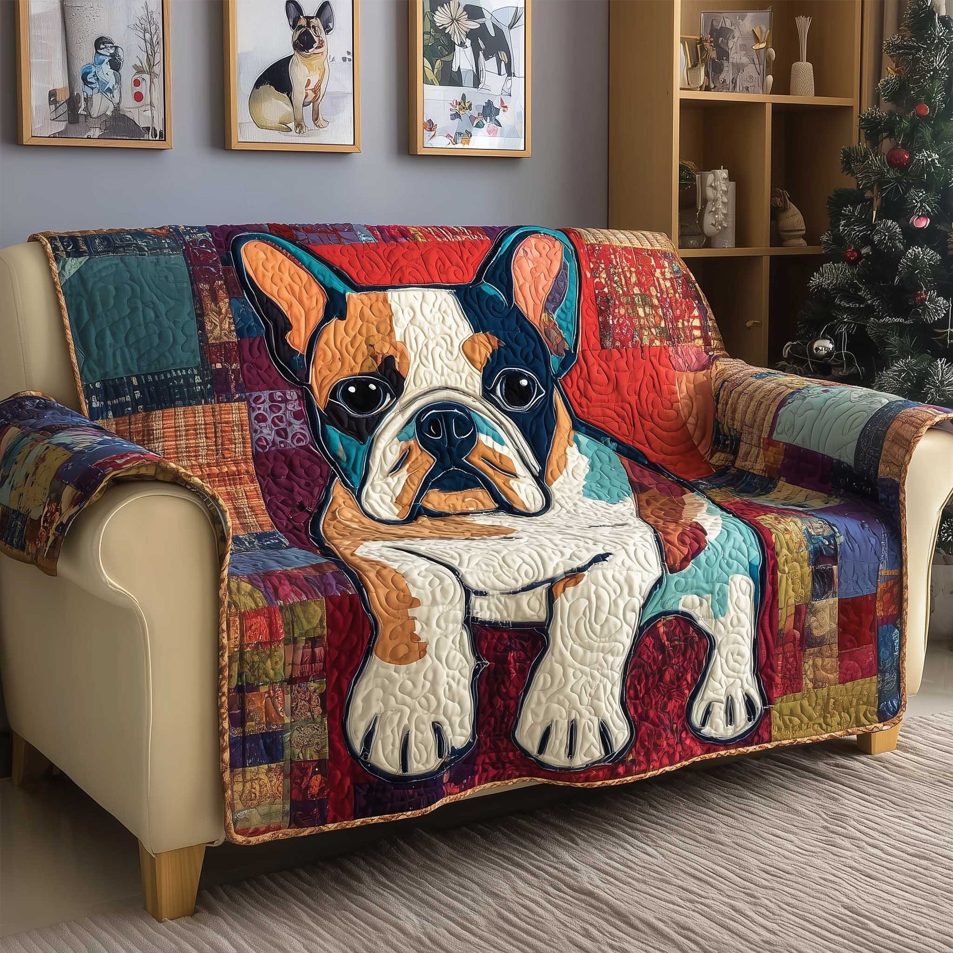 French Bulldog Quilted Sofa Cover Loyal Dog Accent French Bulldog Gifts For Owners