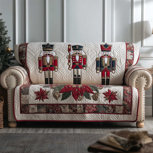 Festive Soldier Quilted Sofa Cover Holiday Soldier Long-Lasting Color Unique Nutcracker Gifts