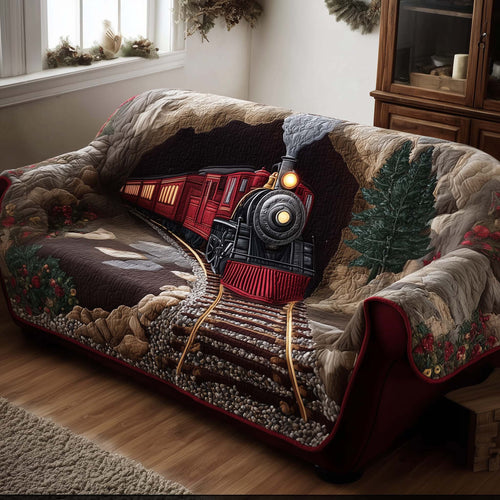 Yuletide Express Quilted Sofa Cover Christmas Express Look Train Gifts Christmas For Adults