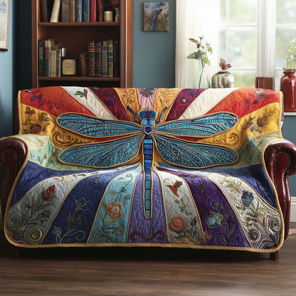 Elegant Wings Quilted Sofa Cover Sophisticated Angel Wing Motif Dragonfly Gift Ideas