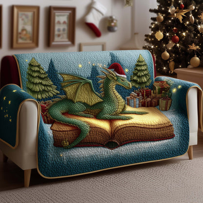 Dragon Book Quilted Sofa Cover Book Themed Protector Unique Pattern Great Dragon Lover Gifts