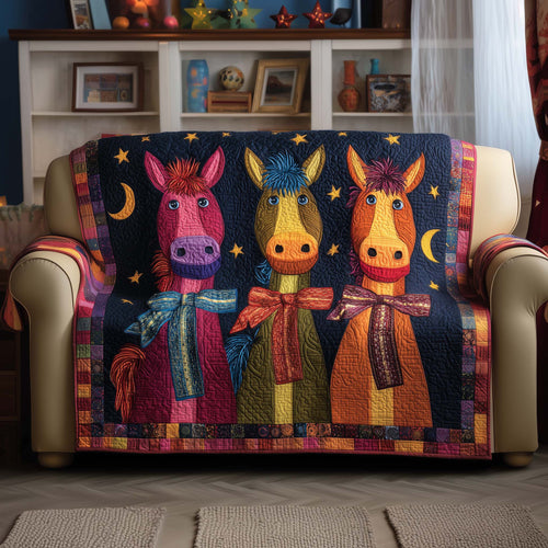 Funky Horse Quilted Sofa Cover Colorful Geometric Cool Gifts For Horse Lovers