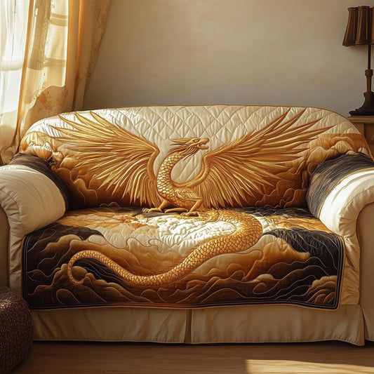 Majestic Dragon Quilted Sofa Cover Dragon Design Durable Sofa Guard Best Gifts For Majestic Lovers