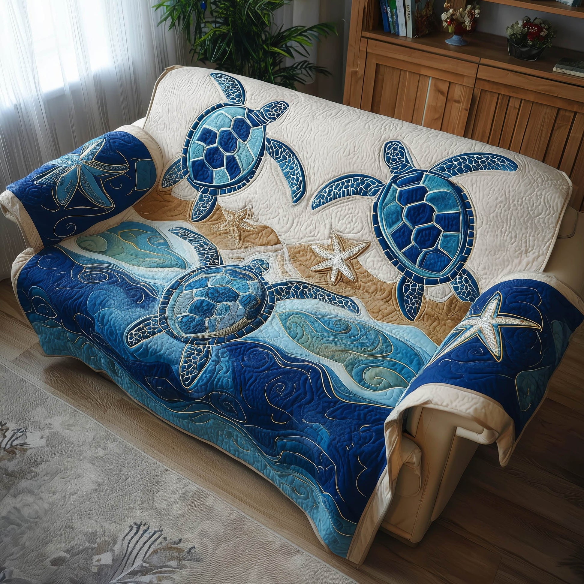 Ocean Breeze Quilted Sofa Cover Cool Ocean Breeze Sofa Throw Presents For Turtle Lovers