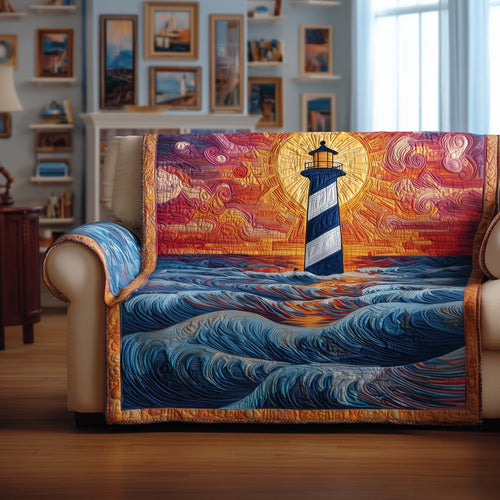 Guiding Light Quilted Sofa Cover Pathfinder Lighted Motif Unique Lighthouse Gifts