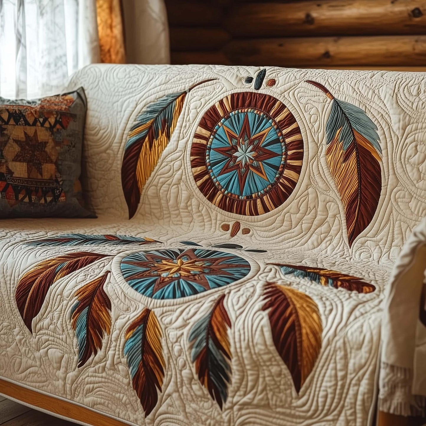 Tribal Whisper Quilted Sofa Cover Subtle Indigenous Pattern Best Presents Ideas