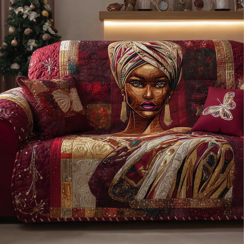 Heritage Glow Quilted Sofa Cover Heritage Pattern African American Gifts For Women