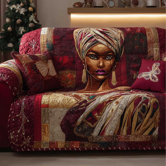 Heritage Glow Quilted Sofa Cover Heritage Pattern African American Gifts For Women