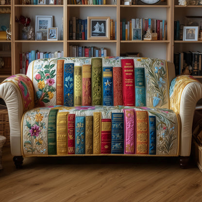 Antique Chapters Quilted Sofa Cover Old Library Book Protector Christmas Gifts For Book Lovers