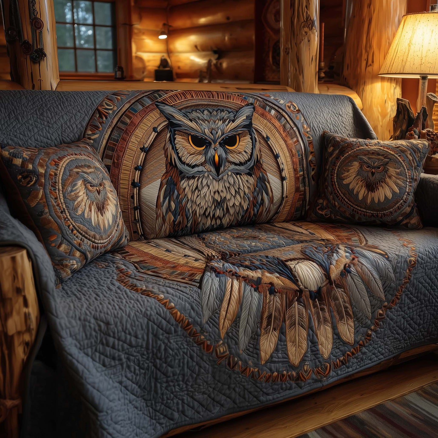Native Owl Quilted Sofa Cover Wisdom Keeper Symbol Best Unique Gifts For Owl Lovers