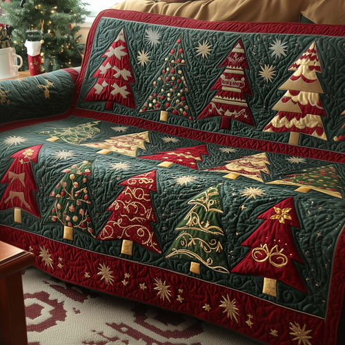 Christmas Pines Quilted Sofa Cover Festive Winter Pine Tree Scene Present Ideas For Tree Lovers