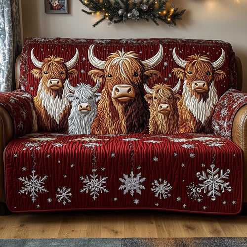Yuletide Pasture Quilted Sofa Cover Festive Farm Life Motif Cow Lover Gift Ideas