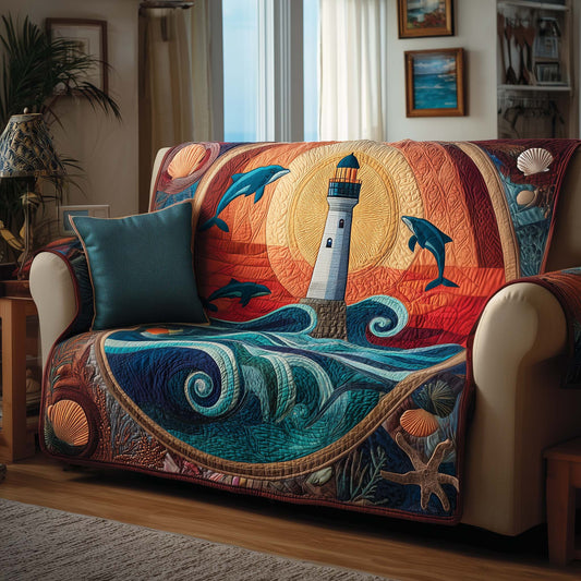 Guiding Light Quilted Sofa Cover Inspirational Beacon of Light Cover Unique Lighthouse Gifts