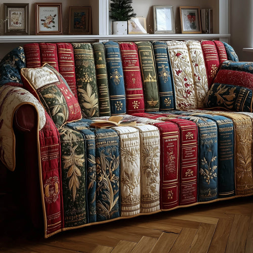 Rustic Book Quilted Sofa Cover Aged Pages Knowledge Christmas Gifts For Book Lovers