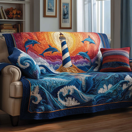Peace Light Quilted Sofa Cover Calm White Light Protector Unique Lighthouse Gifts