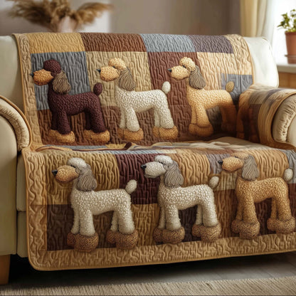 Adorable Poodle Quilted Sofa Cover Puppy Sofa Throw Anti-Scratch Poodle Related Gifts