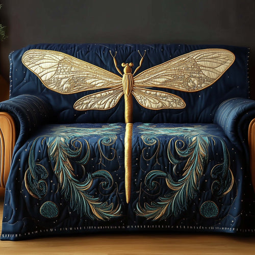 Mystic Dragonfly Quilted Sofa Cover Symbolic Wings Accent Dragonfly Gift Ideas