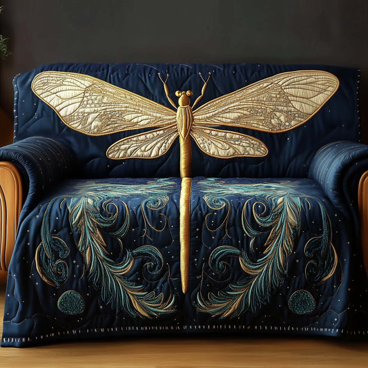 Mystic Dragonfly Quilted Sofa Cover Symbolic Wings Accent Dragonfly Gift Ideas